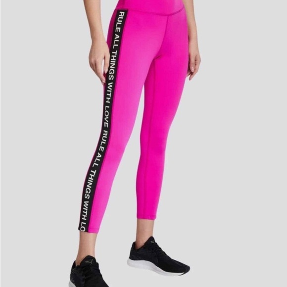 Pam & Gela Pink Leggings with Striped Side Panel - Picture 1 of 6
